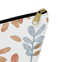 Watercolor Tossed Leaves Accessory Pouch w T-bottom in Orange